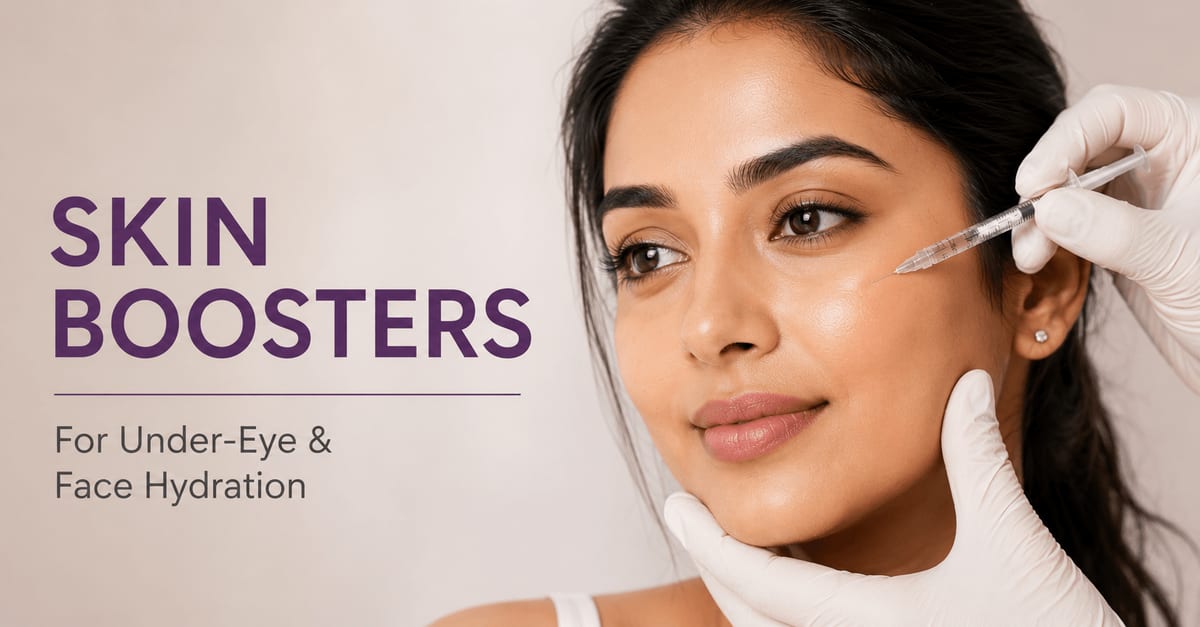 Indian woman with healthy glowing hydrated skin after skin booster treatment for under-eye and facial rejuvenation.