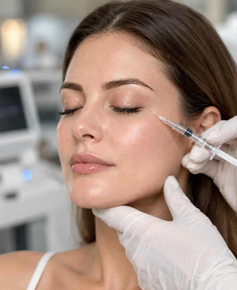 Injectable facial treatment on a patient’s cheek