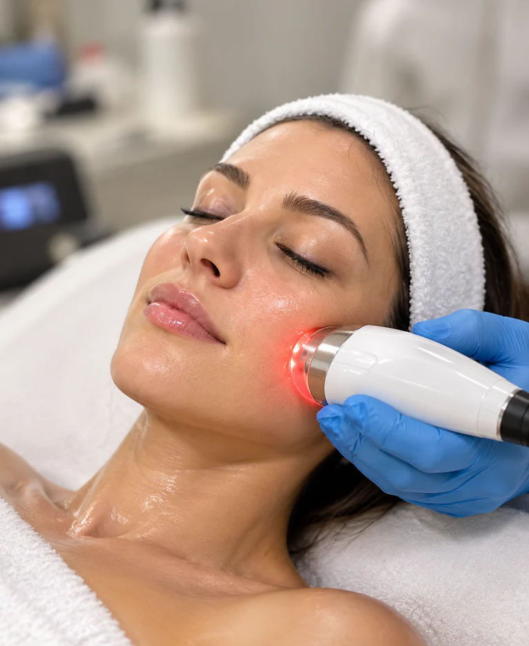 Laser toning treatment on a patient’s cheek