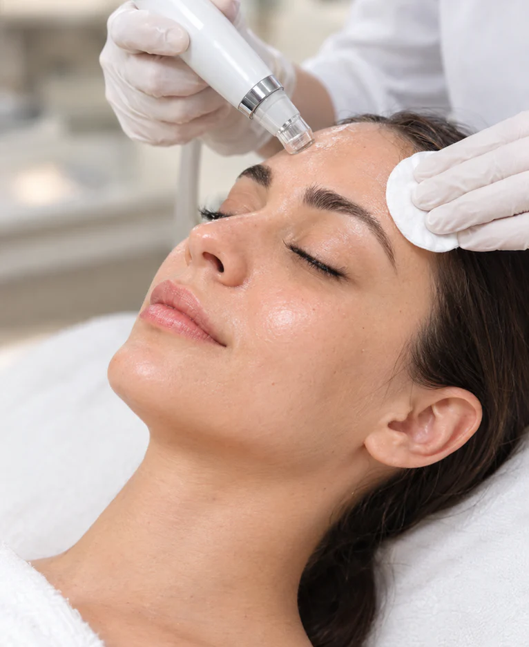 Skin-brightening treatment on a patient’s face
